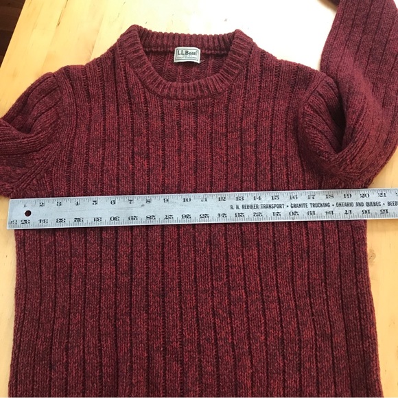 SOLD - LL Bean Men's 100% Lambs Wool Knit Sweater Burgundy Red EUC - Picture 12 of 13